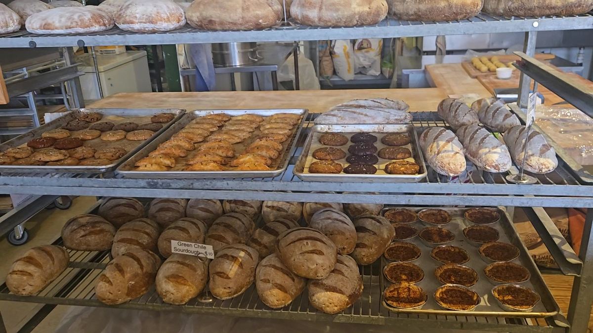 The bakery case at Bosque Baking Company
