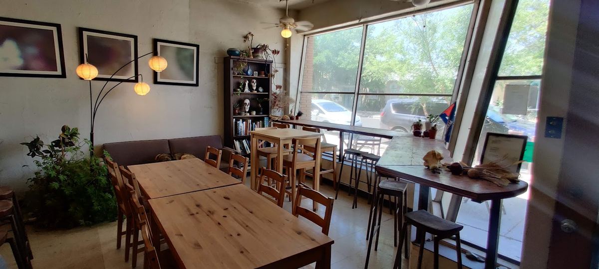 Tables by the big front windows
