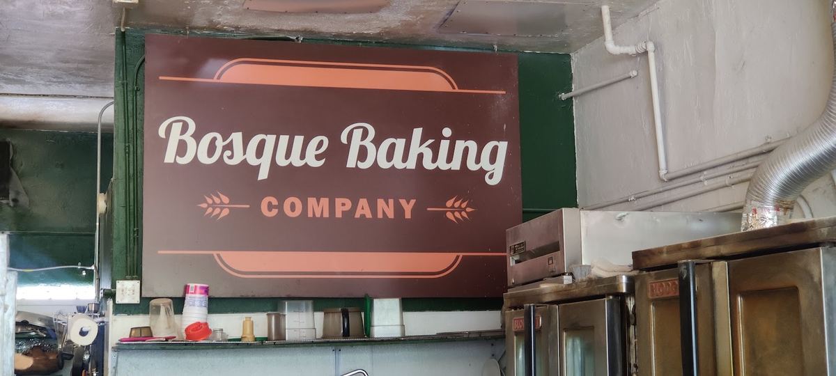 Bosque Baking Company sign above the counter